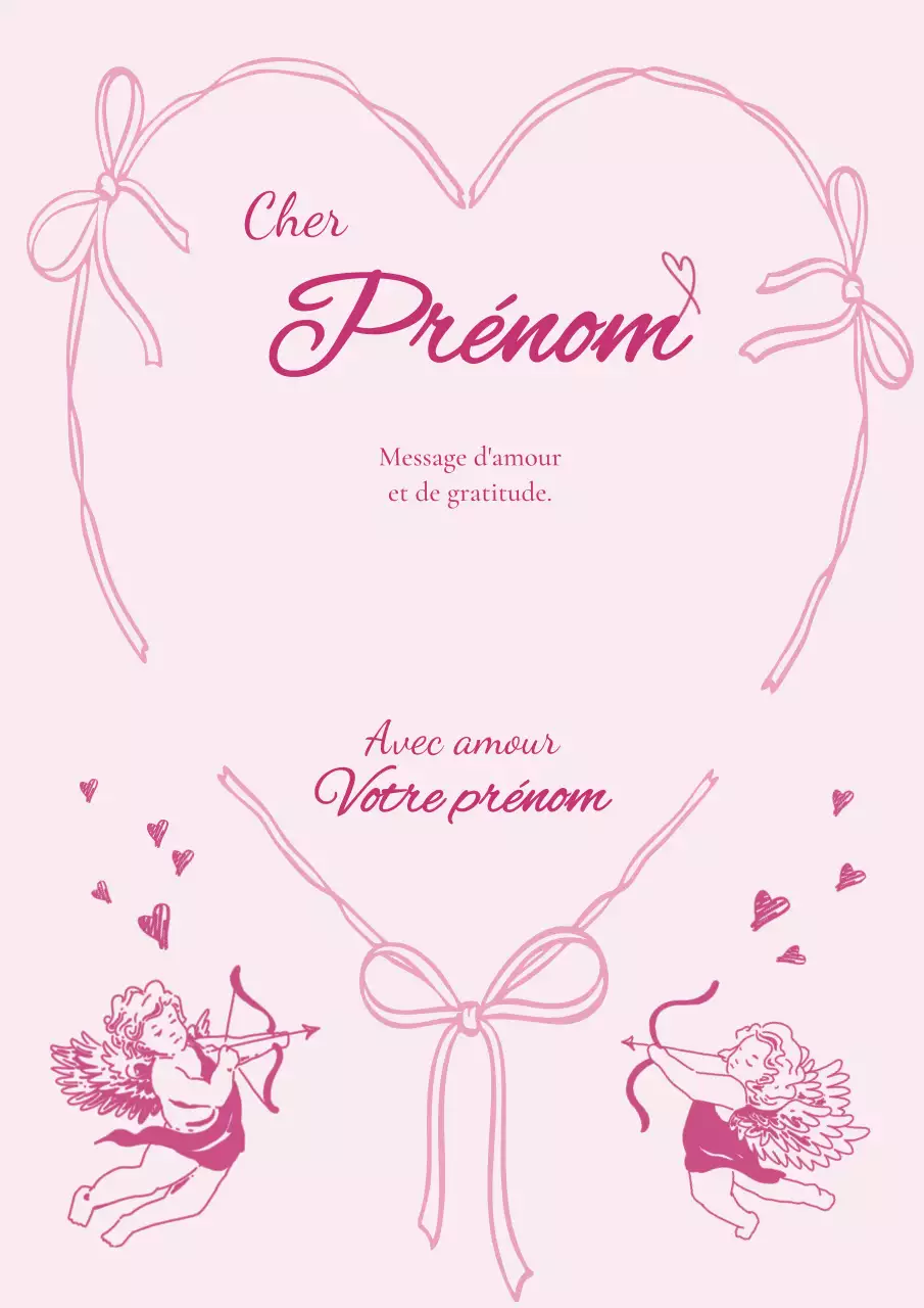 Carte de vœux amour romantique rose