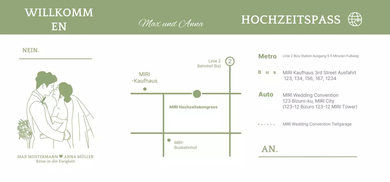 Hochzeitseinladung mit Flugticket-Motiv