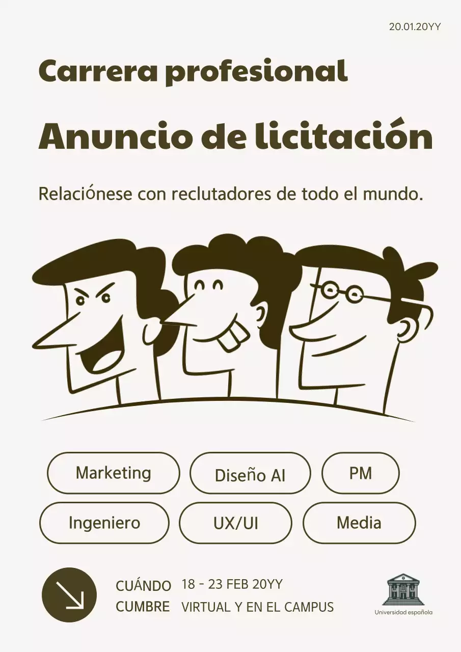 anuncio de carrera retro beige