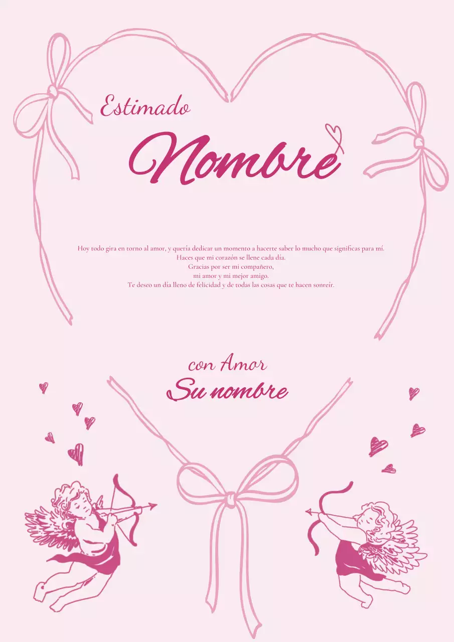 Tarjeta de felicitación romántica rosa