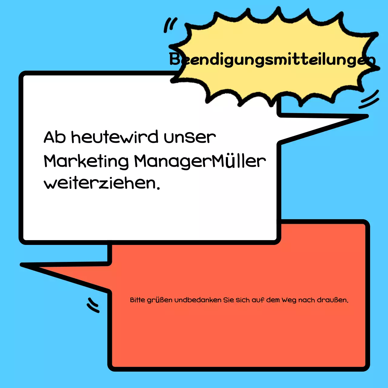 Hellblaue Ankündigung