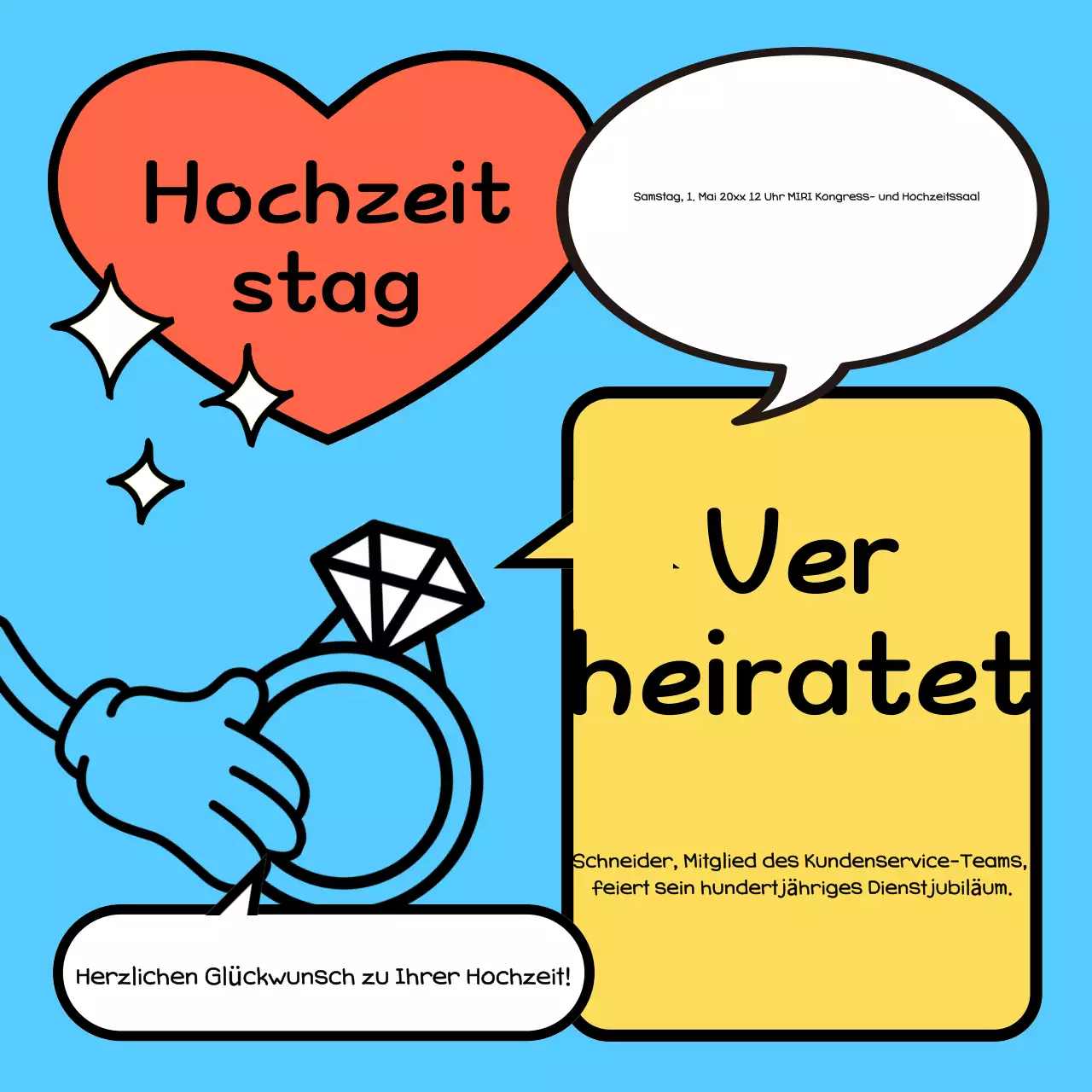 Hellblaue Ankündigung