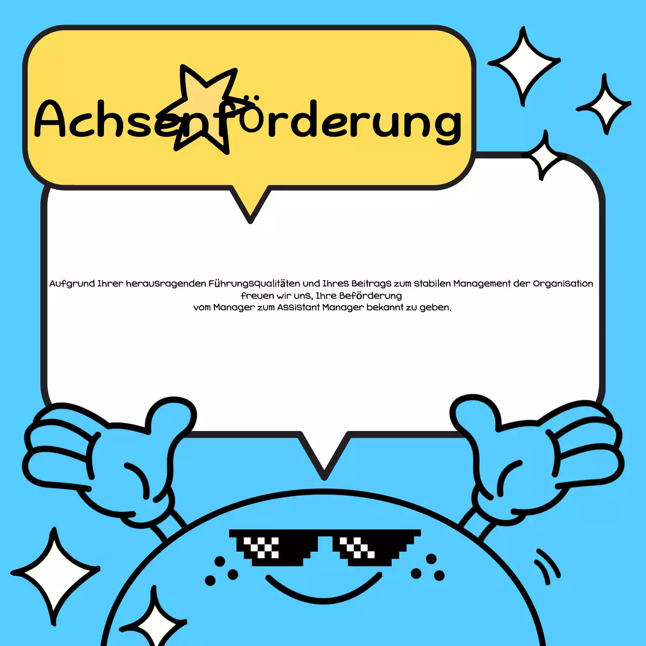 Hellblaue Ankündigung