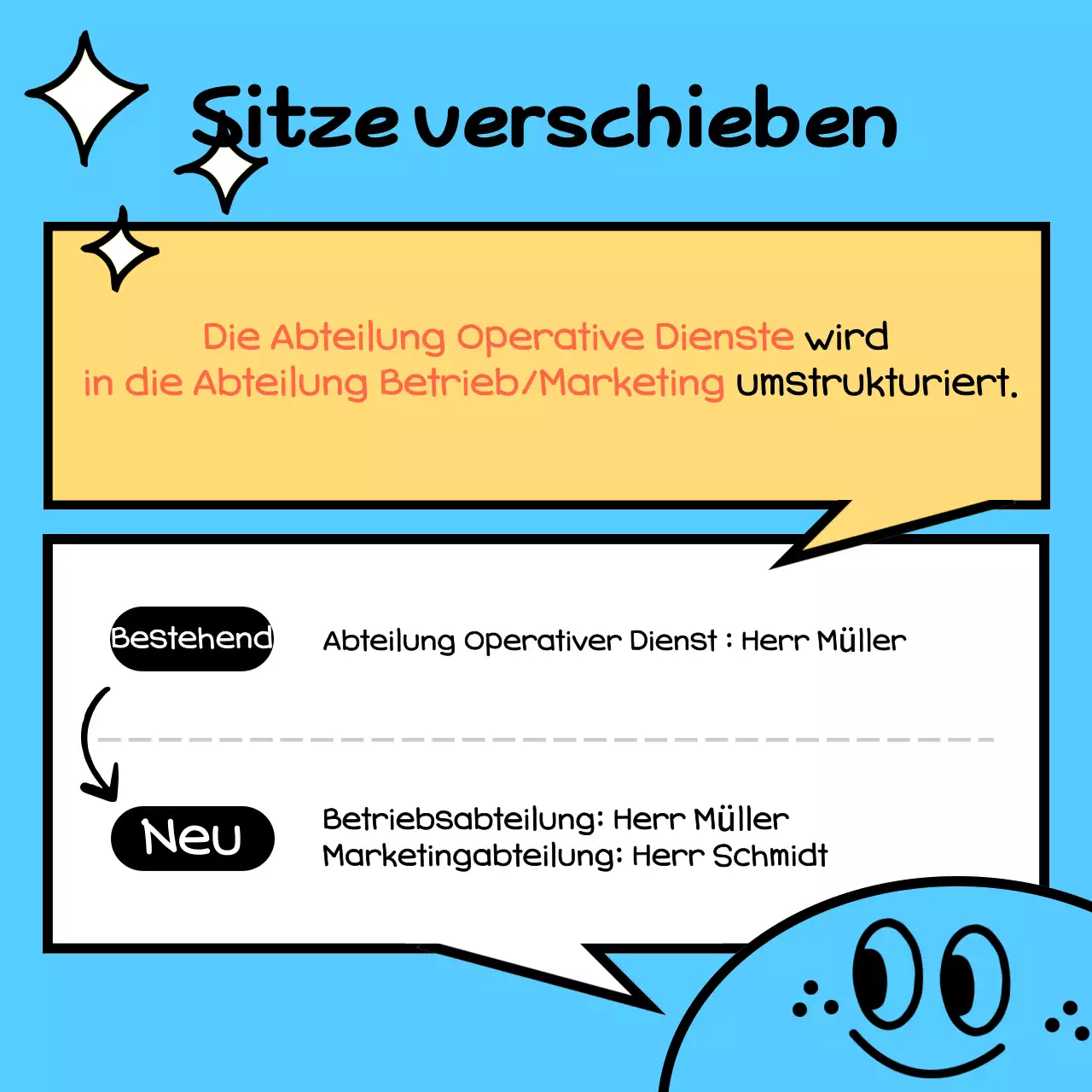 Hellblaue Ankündigung