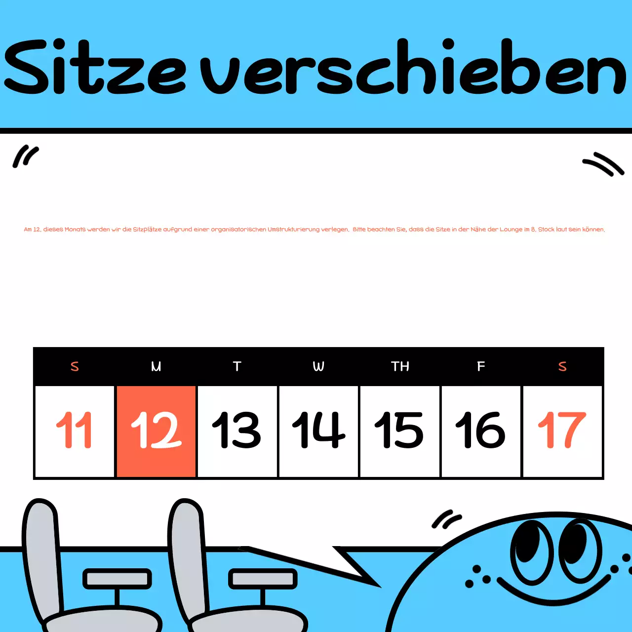 Hellblaue Ankündigung