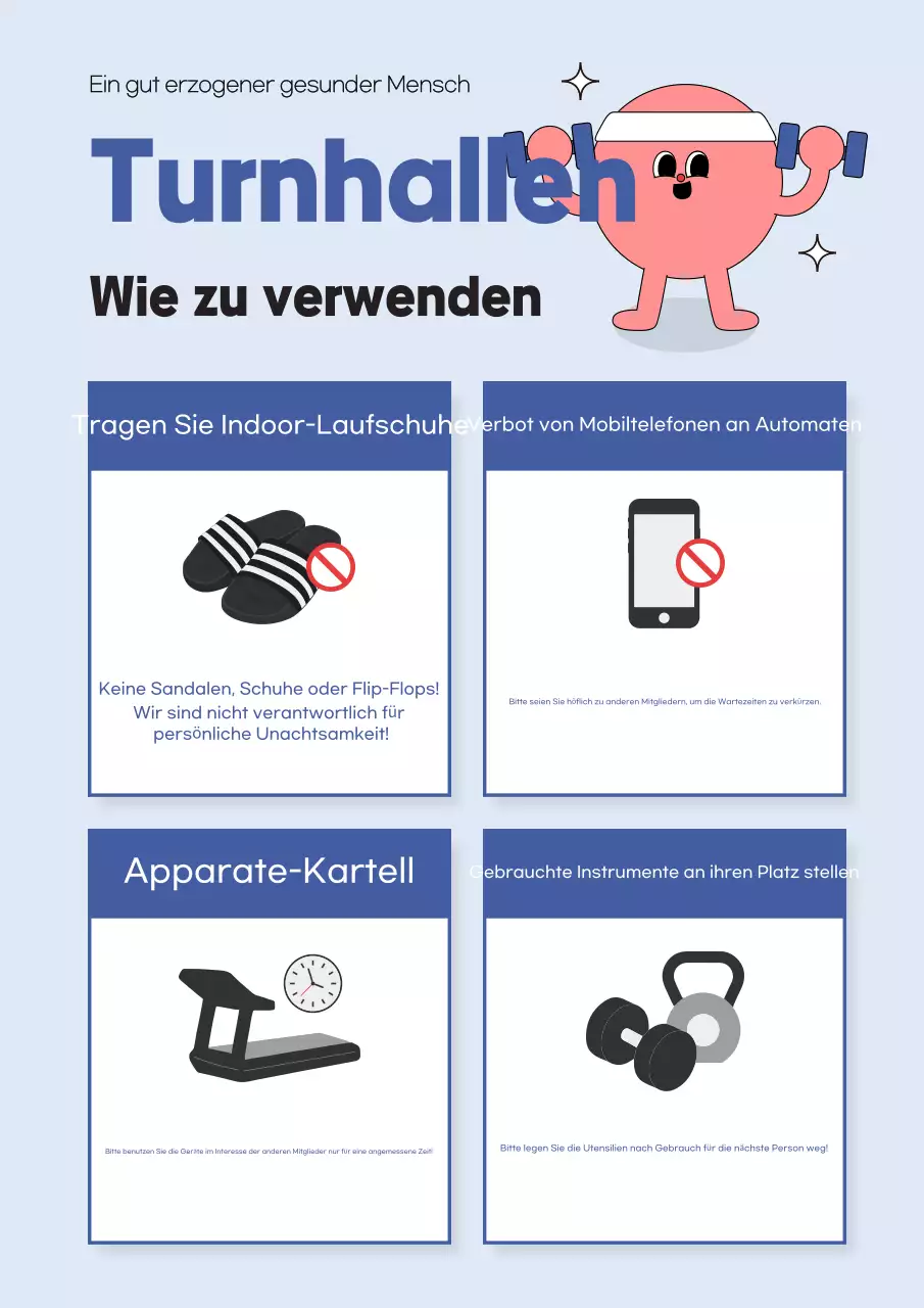 Light Blue Tidy Gym Sicherheitsrichtlinien