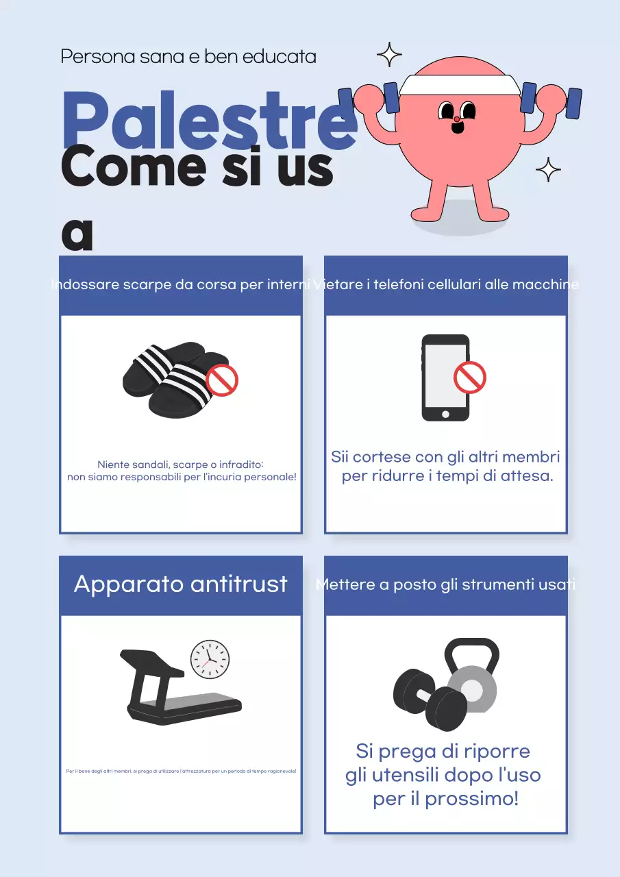 Linee guida per la sicurezza della palestra Light Blue Tidy