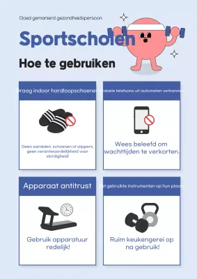 Lichtblauwe Tidy Gym Veiligheidsrichtlijnen