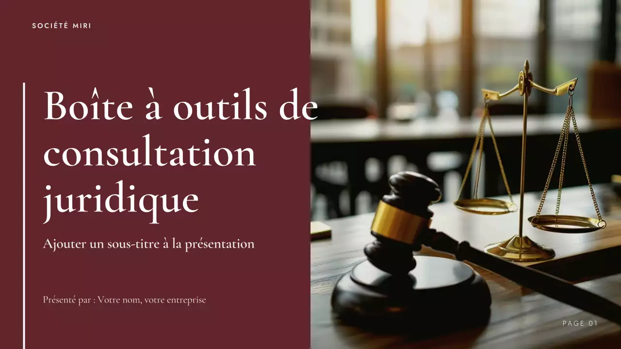 Présentation de la boîte à outils de conseil juridique de Maroon Professional