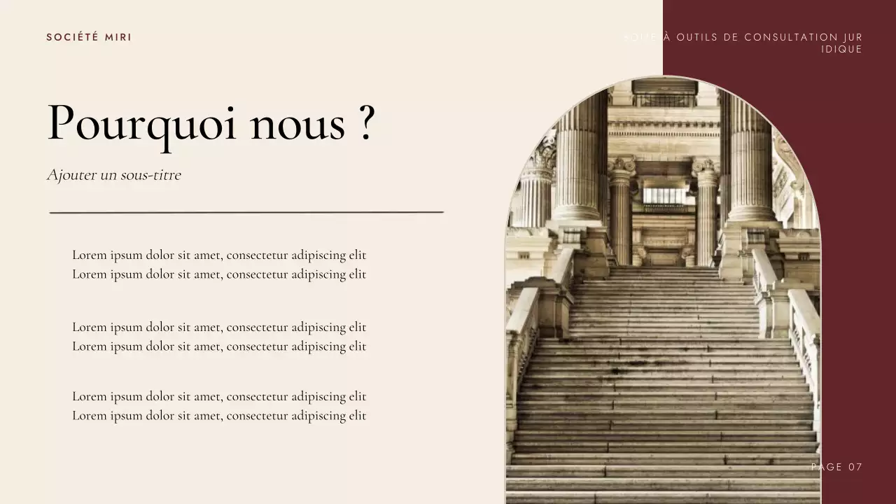 Présentation de la boîte à outils de conseil juridique de Maroon Professional