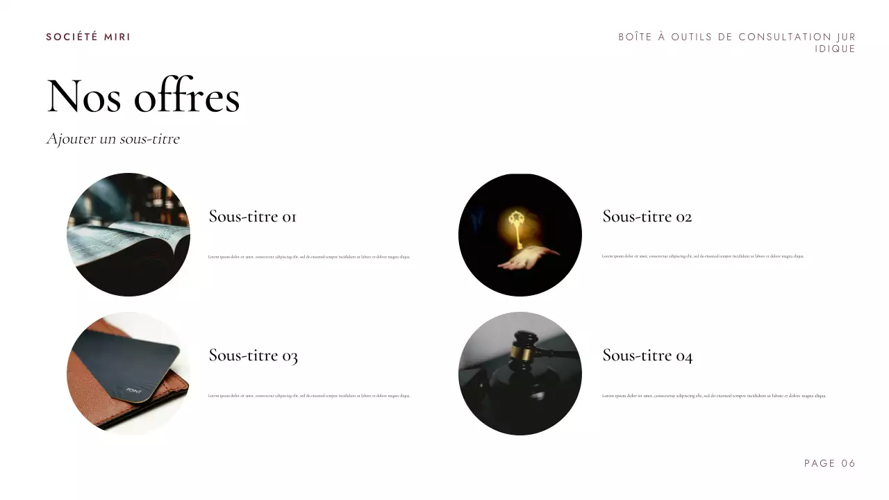 Présentation de la boîte à outils de conseil juridique de Maroon Professional