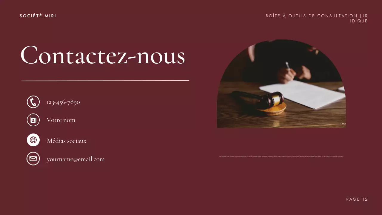 Présentation de la boîte à outils de conseil juridique de Maroon Professional