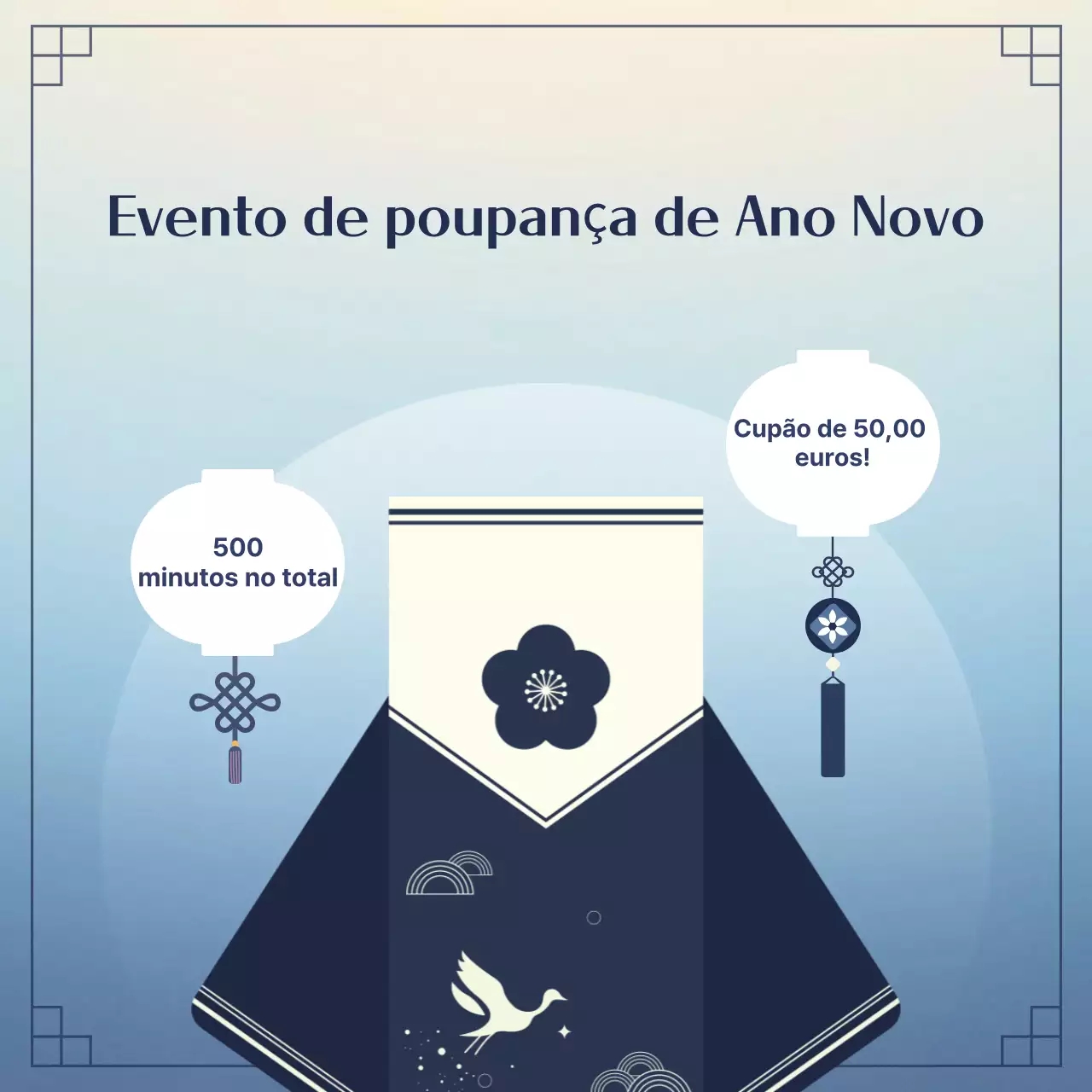 Eventos tradicionais de Ano Novo em azul claro