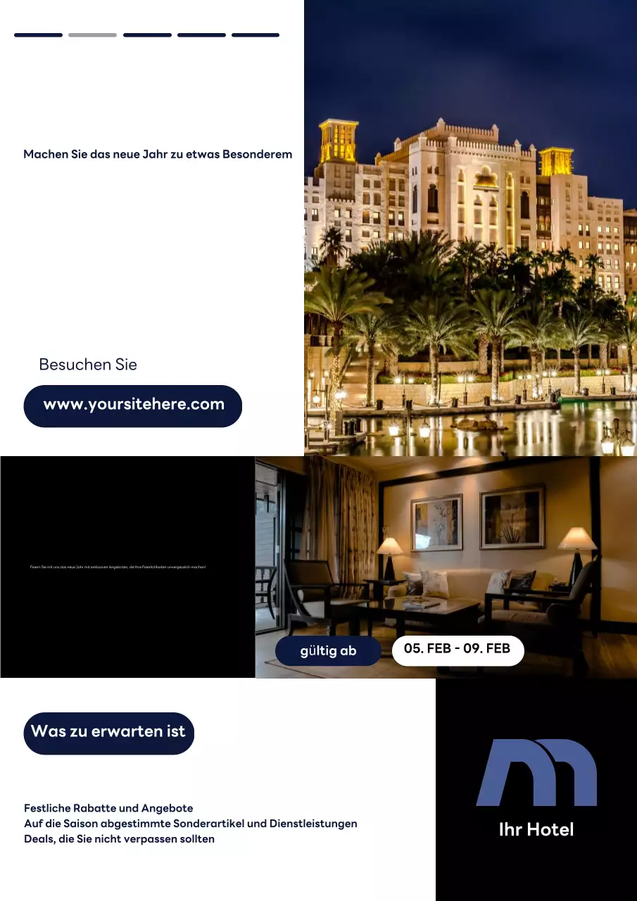 navy modern hotel promotion