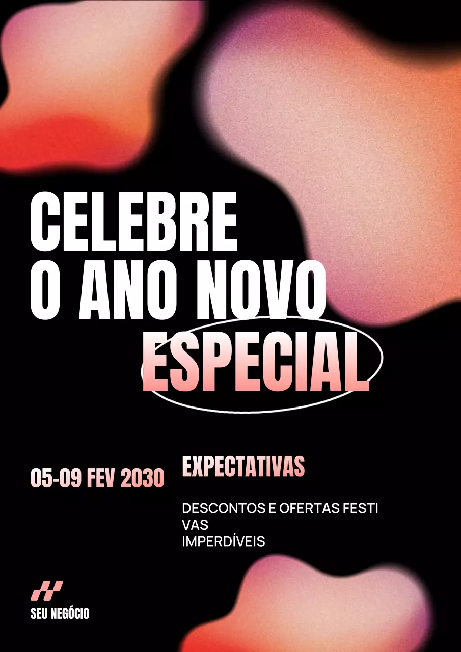promoção de ano novo abstrato negro