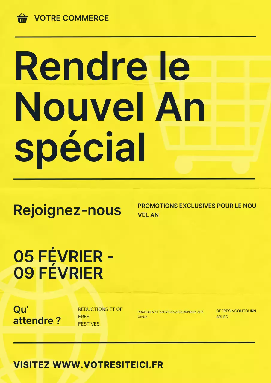 Annonce de promotion pour le nouvel an moderne jaune