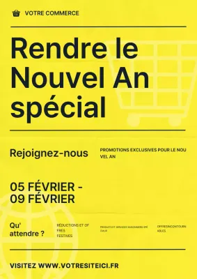 Annonce de promotion pour le nouvel an moderne jaune