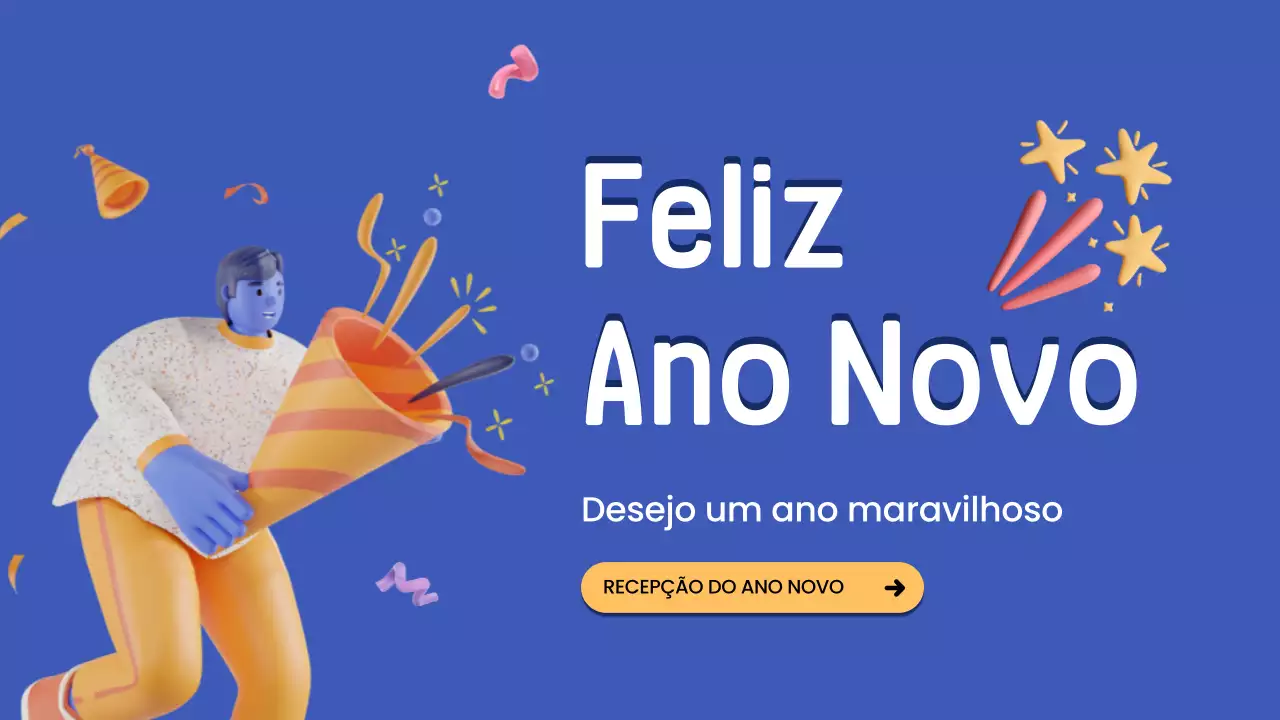 apresentação de ano novo moderna e azul