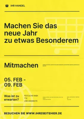 Gelbe moderne Neujahrsförderung Ankündigung