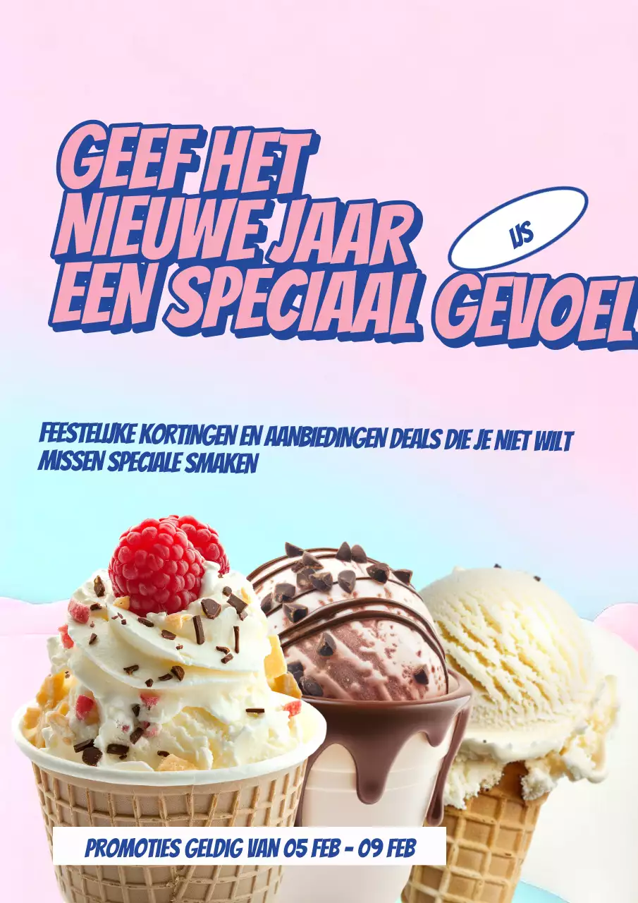 Roze en Roomijs Nieuwjaarspromotie Poster