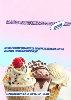 Rosa und Sahne Eiscreme Neujahr Promotion Poster