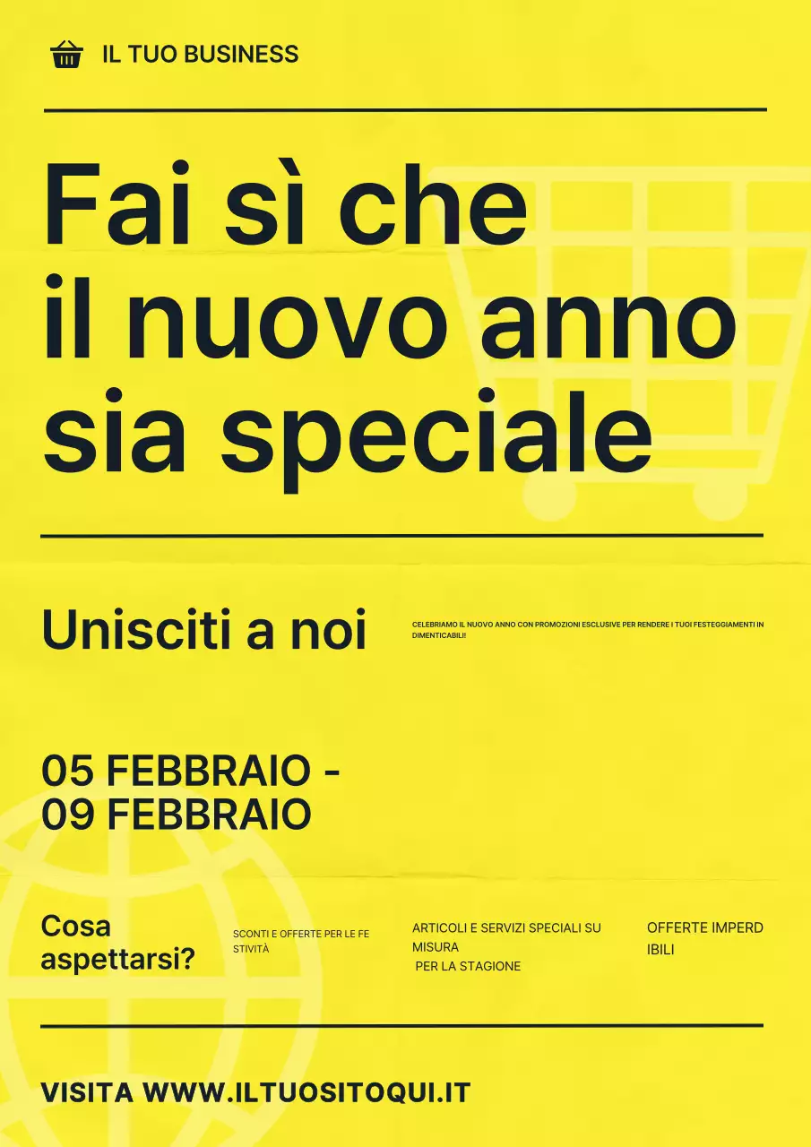 Annuncio di promozione del nuovo anno giallo e moderno