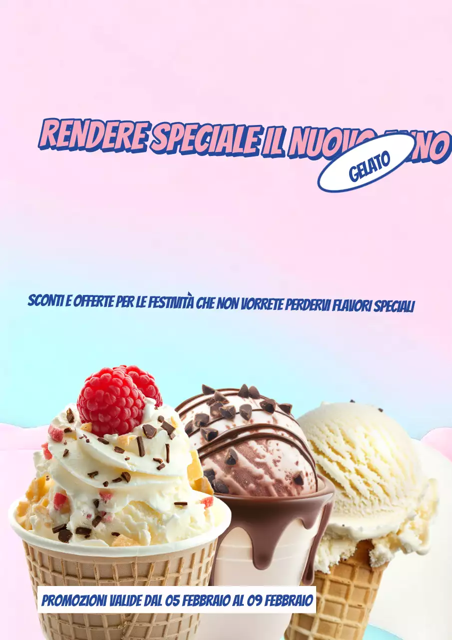 Poster promozionale per il nuovo anno di Pink and Cream Ice Cream