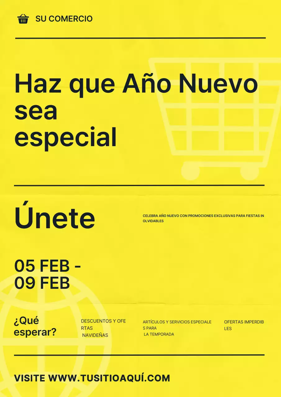 Anuncio de promoción del año nuevo moderno amarillo