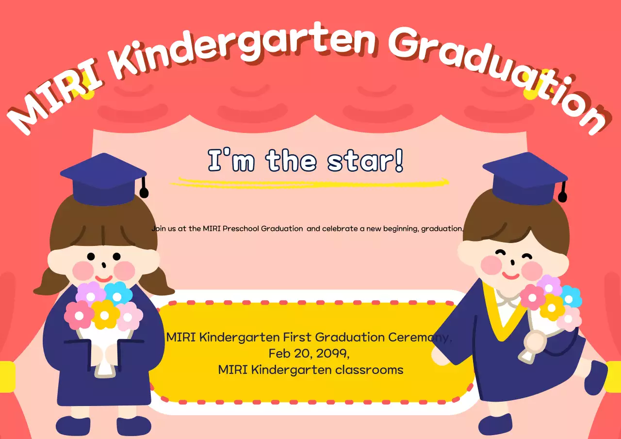 Undangan kelulusan yang lucu dengan warna merah