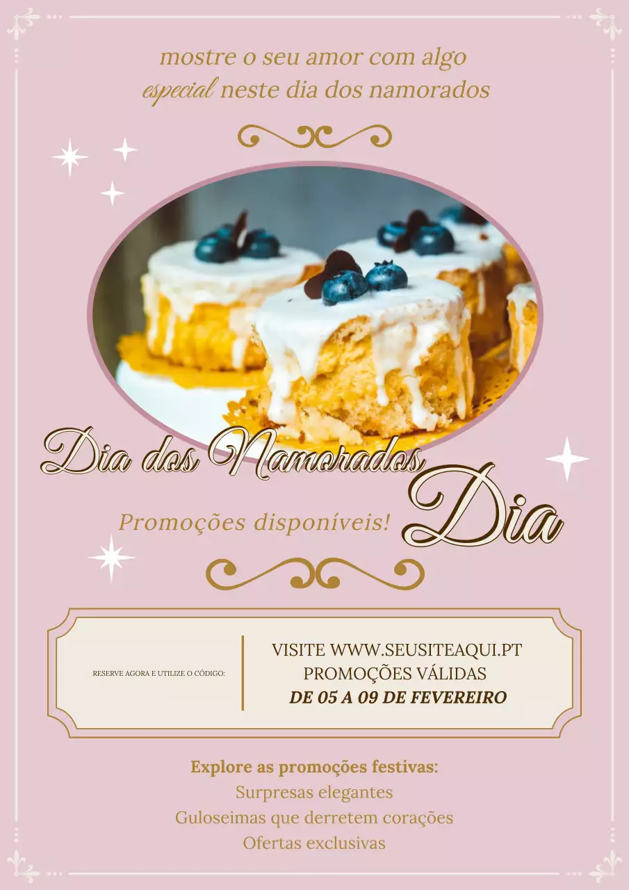 promoção de sobremesa elegante cor-de-rosa