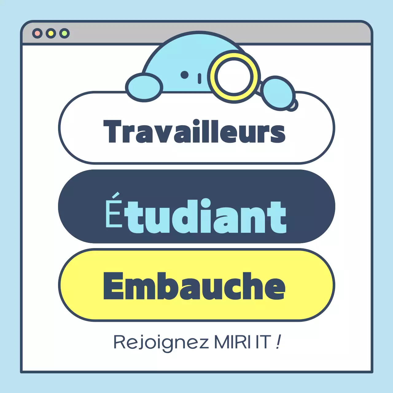 Mignonne affiche de recrutement en bleu clair