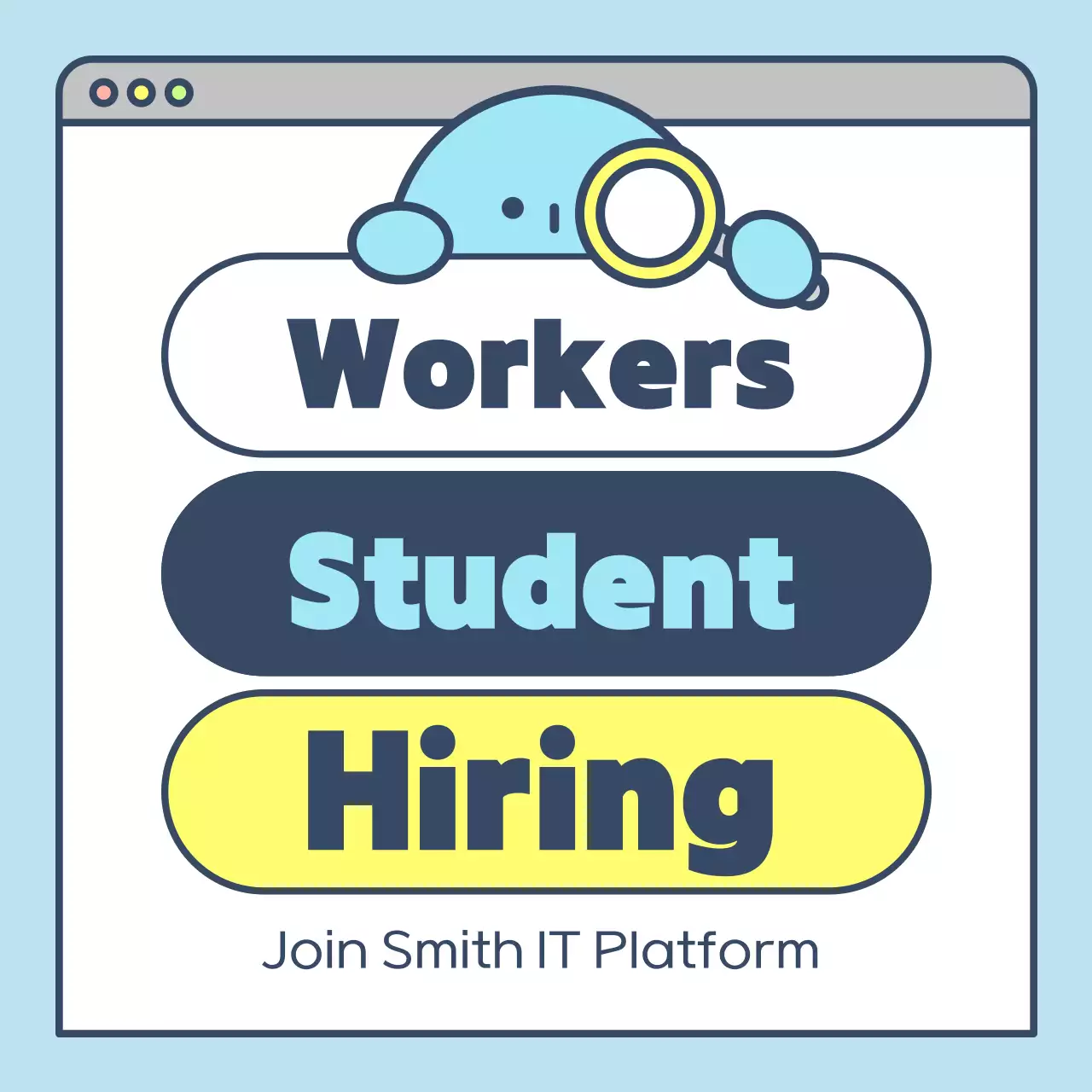 Cartaz de recrutamento giro em azul claro