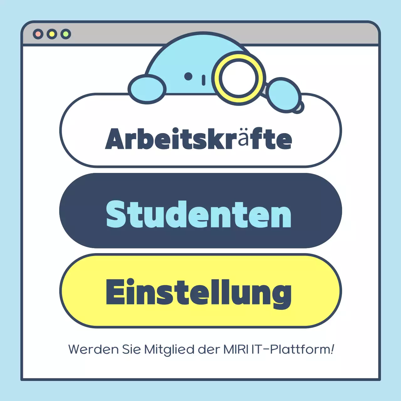 Niedliches Rekrutierungsposter in Hellblau