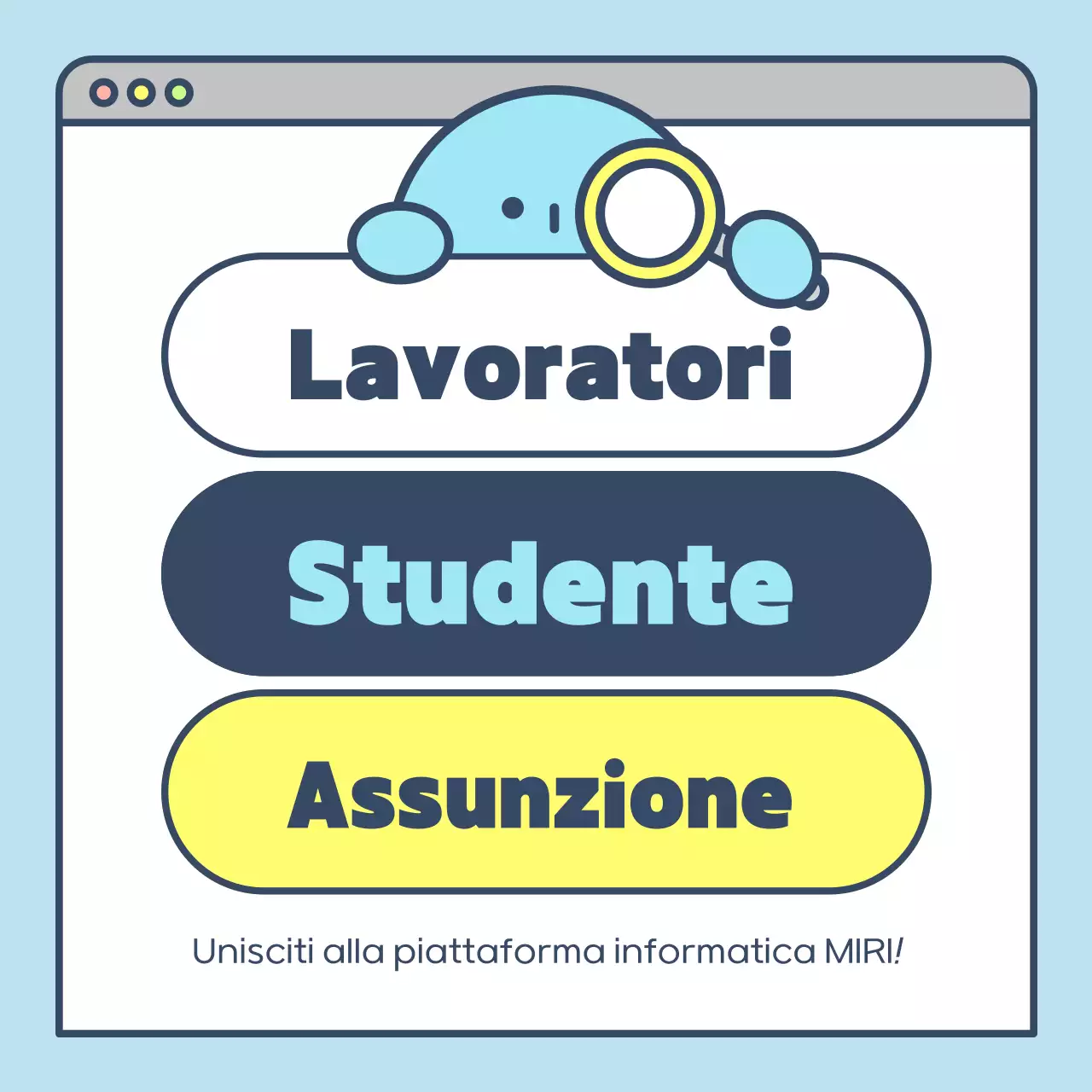 Simpatico poster di reclutamento in azzurro