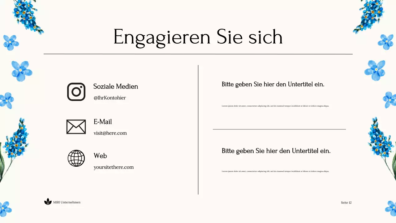 Blue Floral Nonprofit Präsentation Nachhaltige Erde