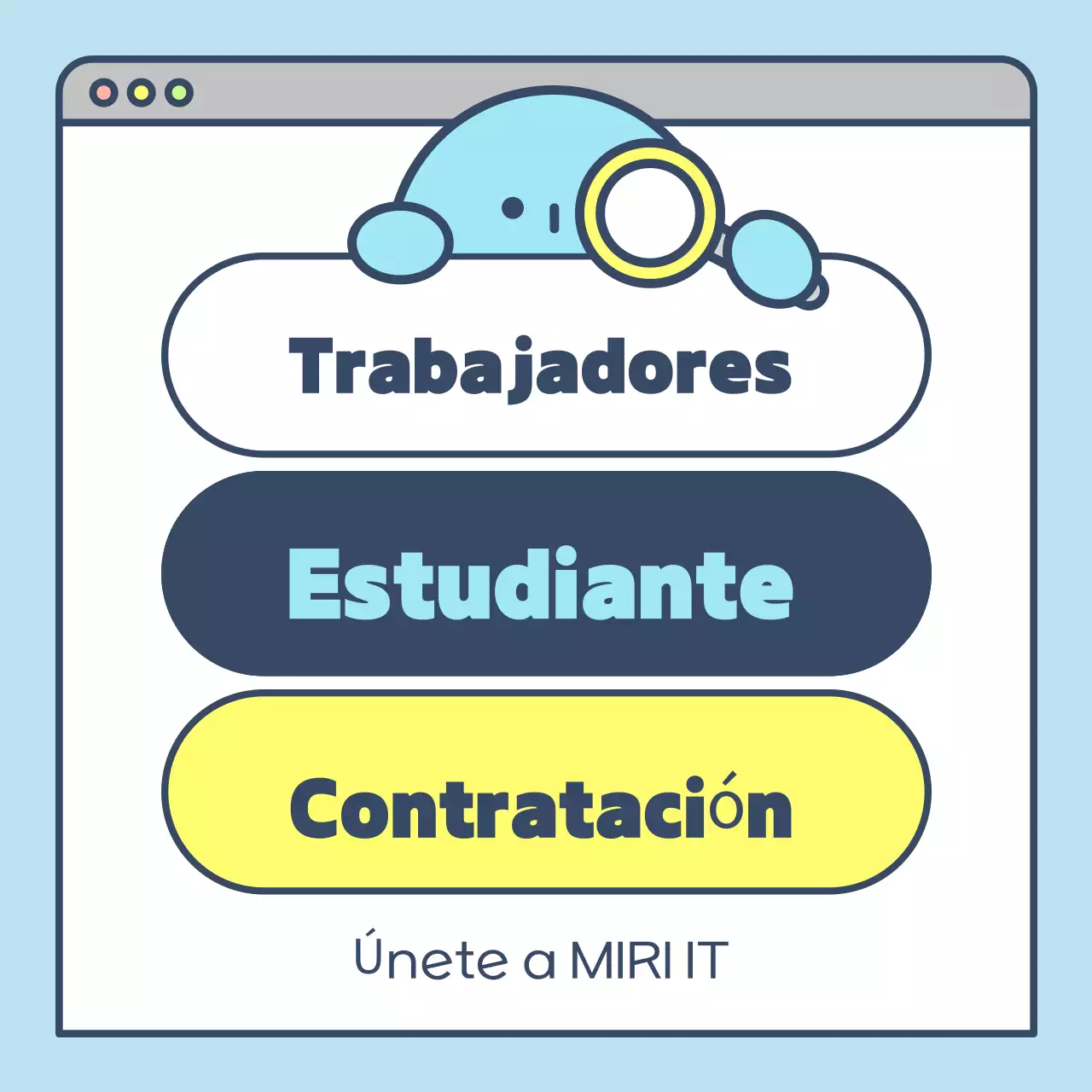 Bonito cartel de reclutamiento en azul claro