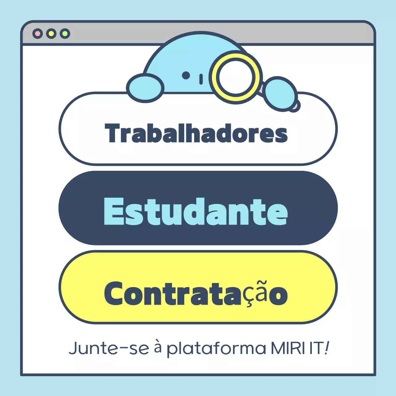 Cartaz de recrutamento giro em azul claro