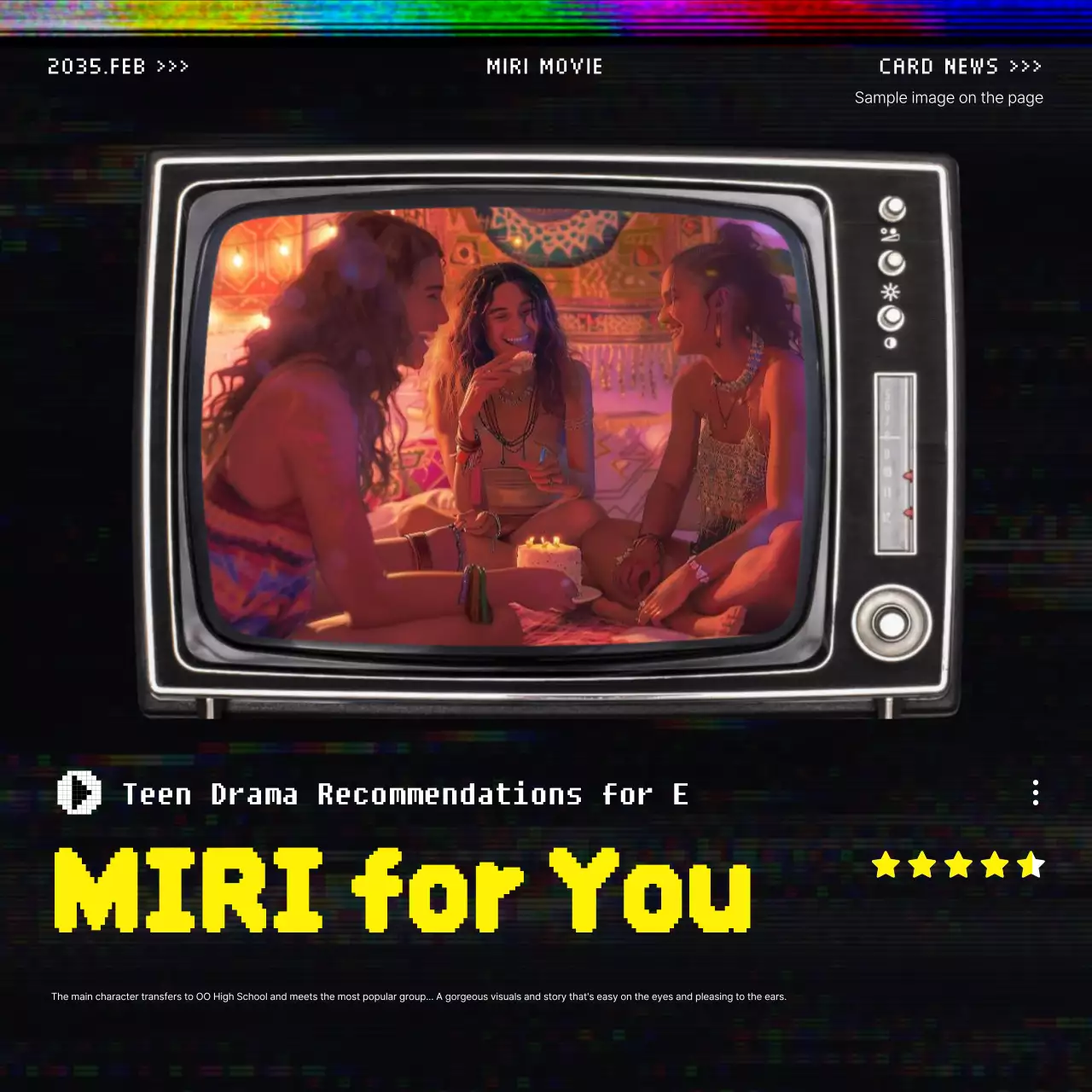 Posto promocional OTT de inspiração vintage em amarelo e preto