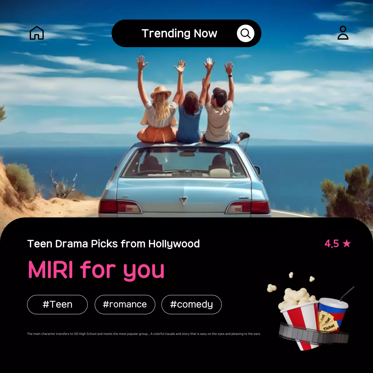 Um bonito post promocional OTT em rosa e preto