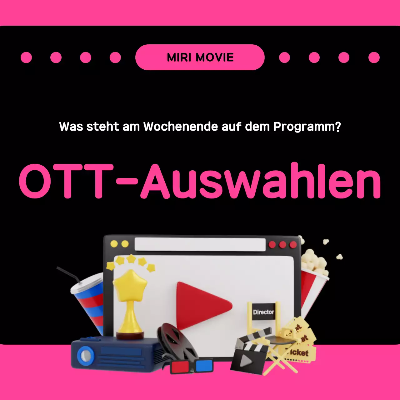 Eine niedliche OTT-Werbepost in Rosa und Schwarz