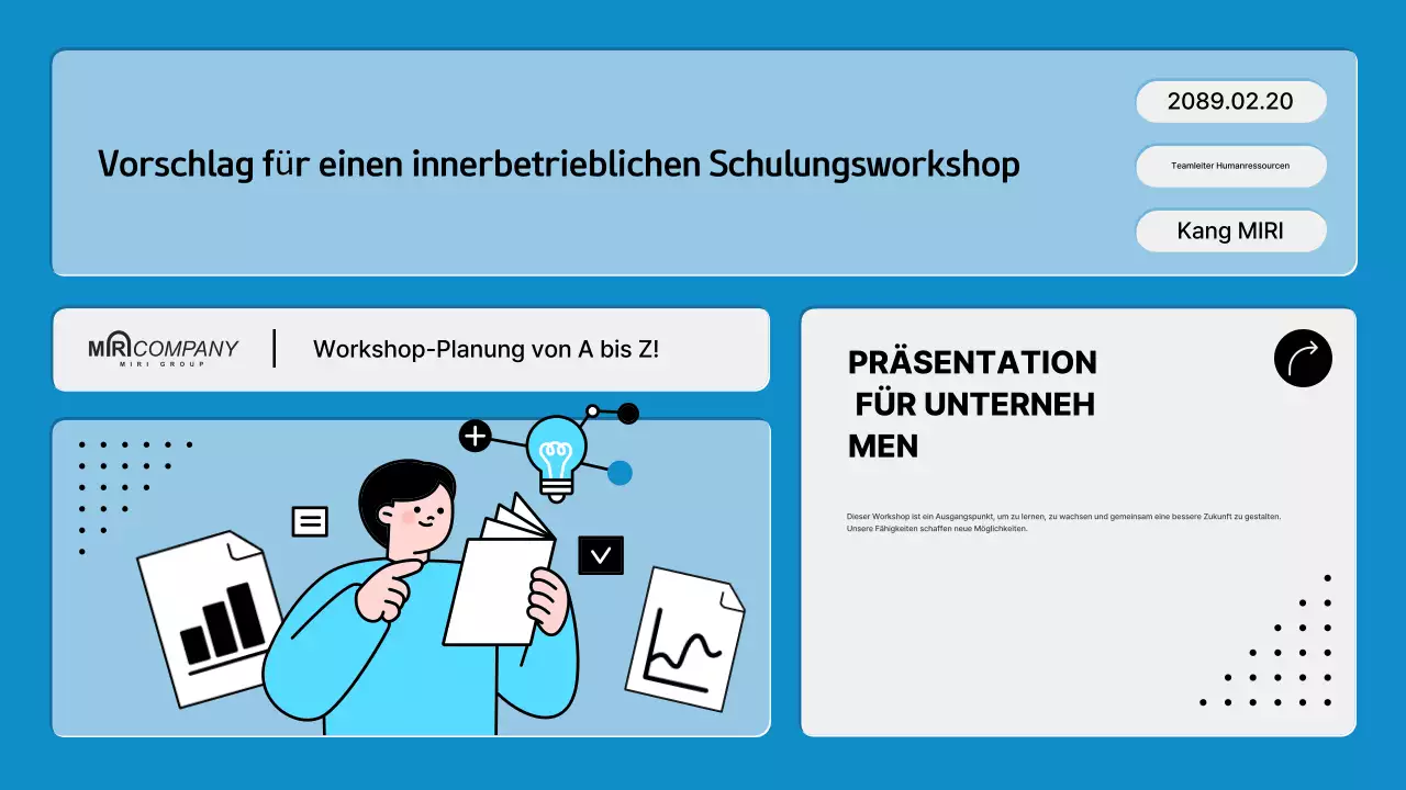 Vorschlag für eine moderne betriebliche Ausbildungswerkstatt in blau
