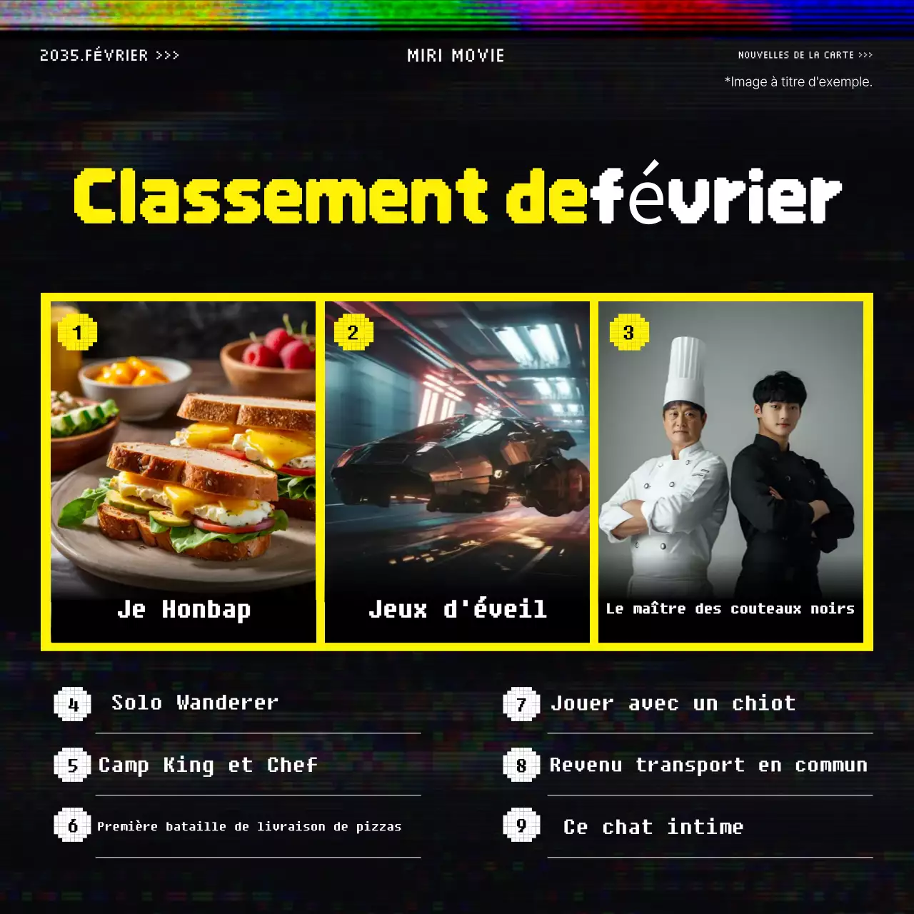 Poste de promotion OTT d'inspiration vintage en jaune et noir