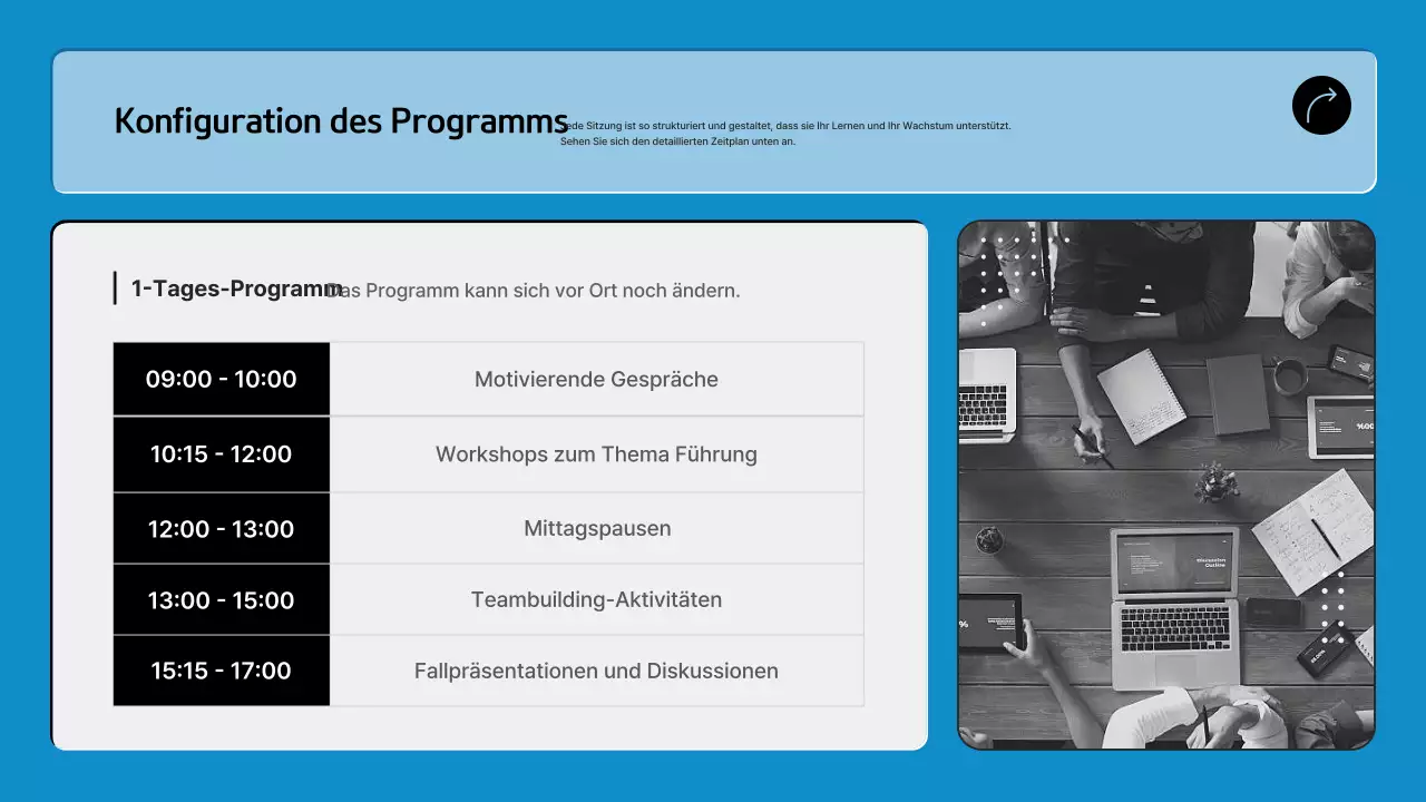 Vorschlag für eine moderne betriebliche Ausbildungswerkstatt in blau