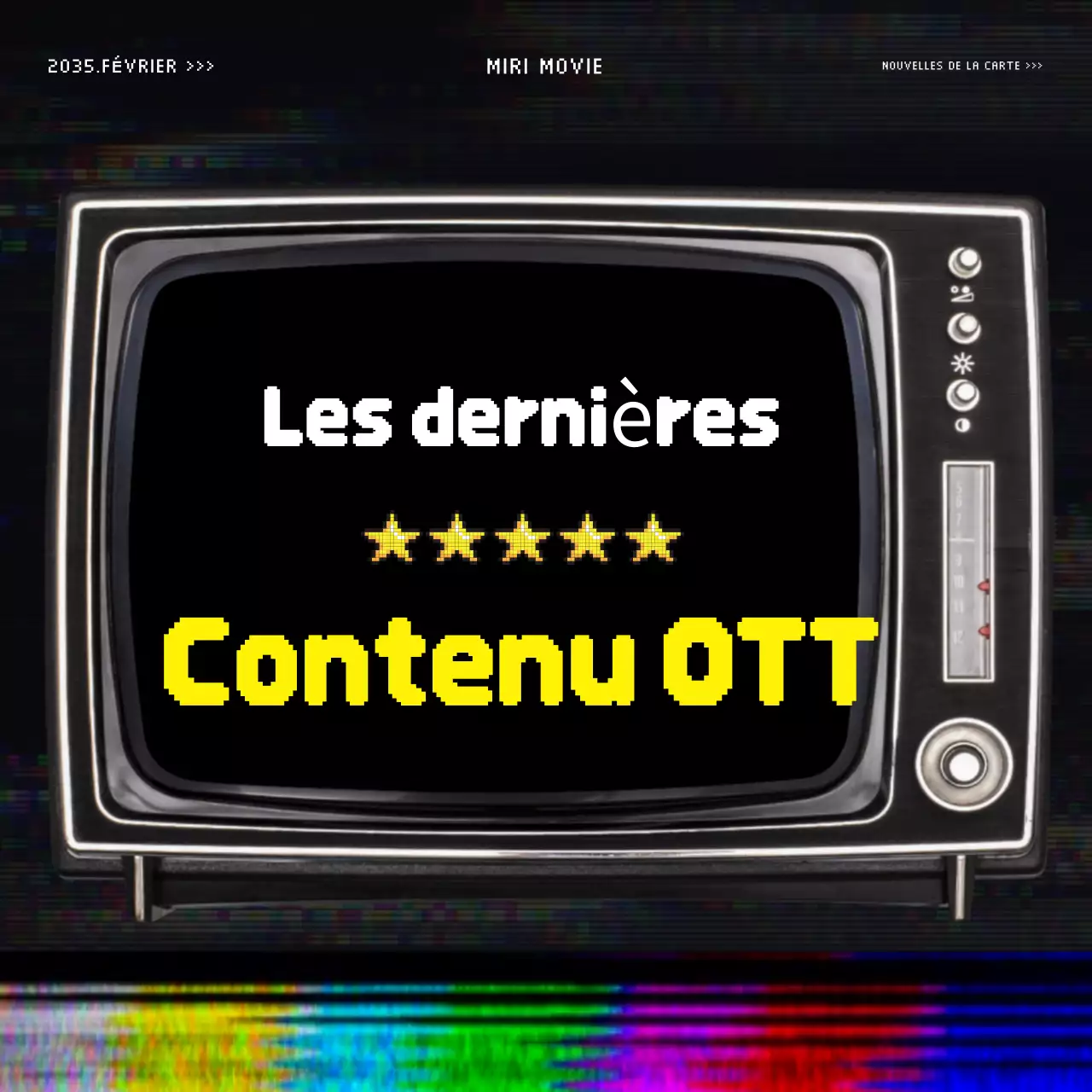 Poste de promotion OTT d'inspiration vintage en jaune et noir