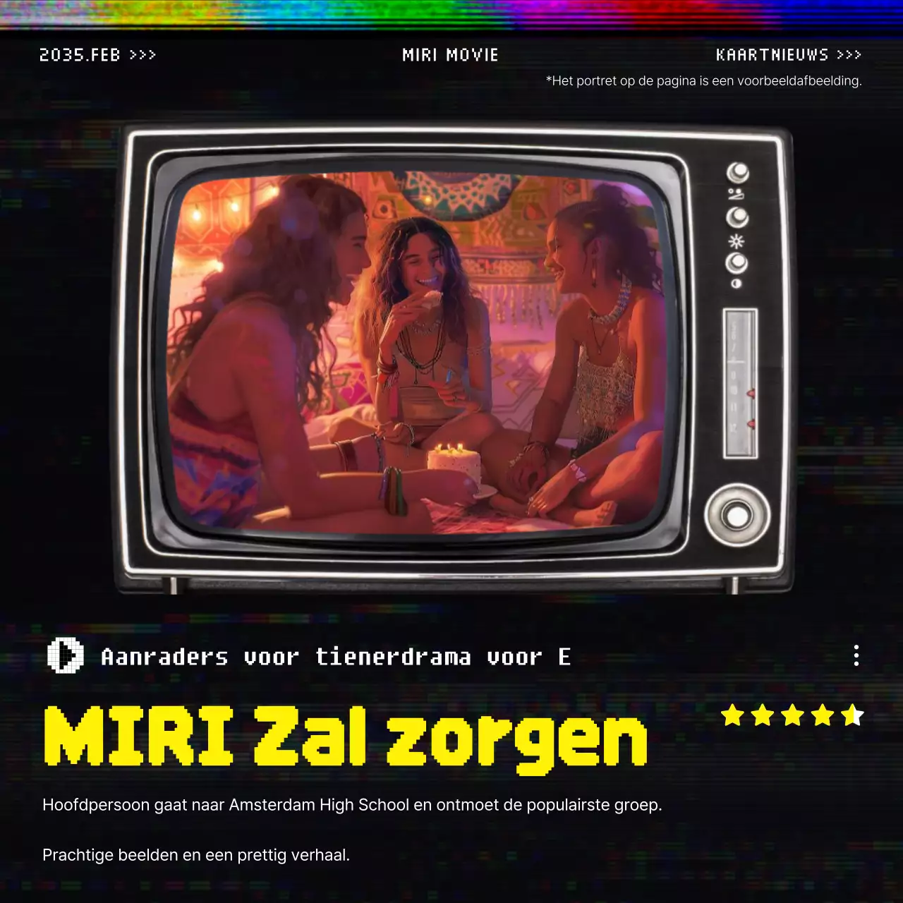 Vintage-geïnspireerde OTT promotiepaal in geel en zwart