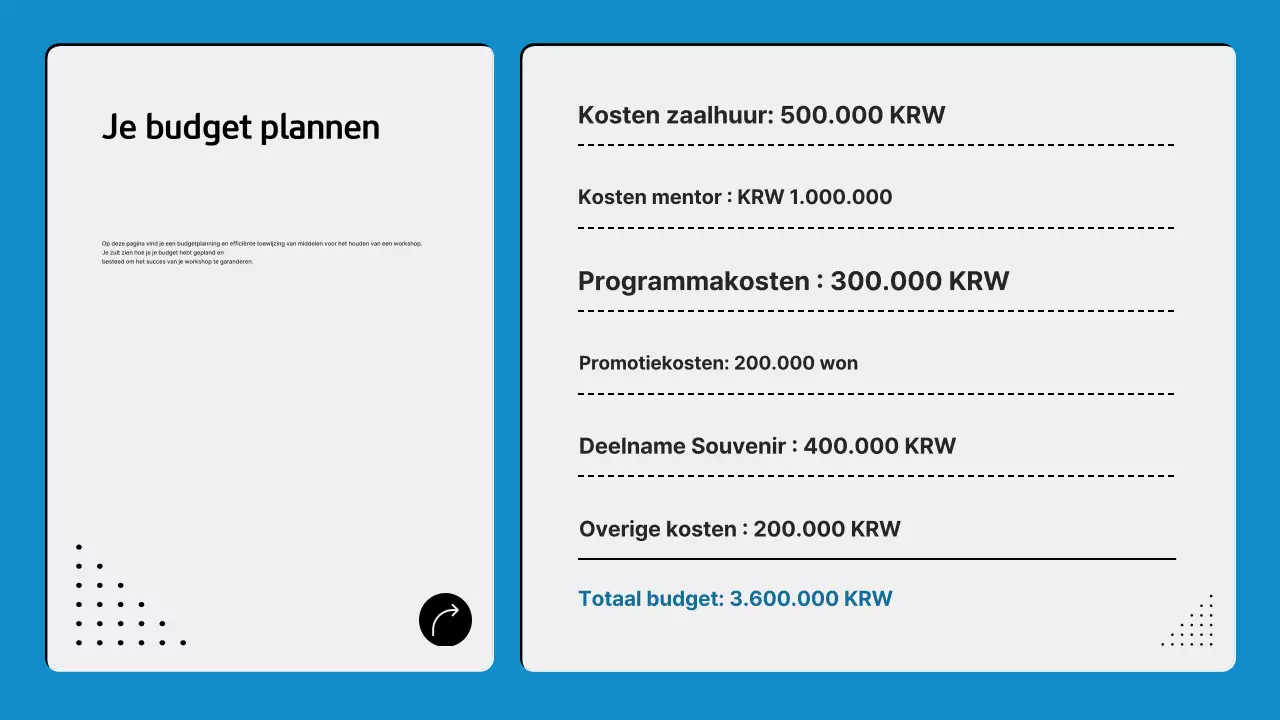 Voorstel voor een moderne interne trainingswerkplaats in blauw
