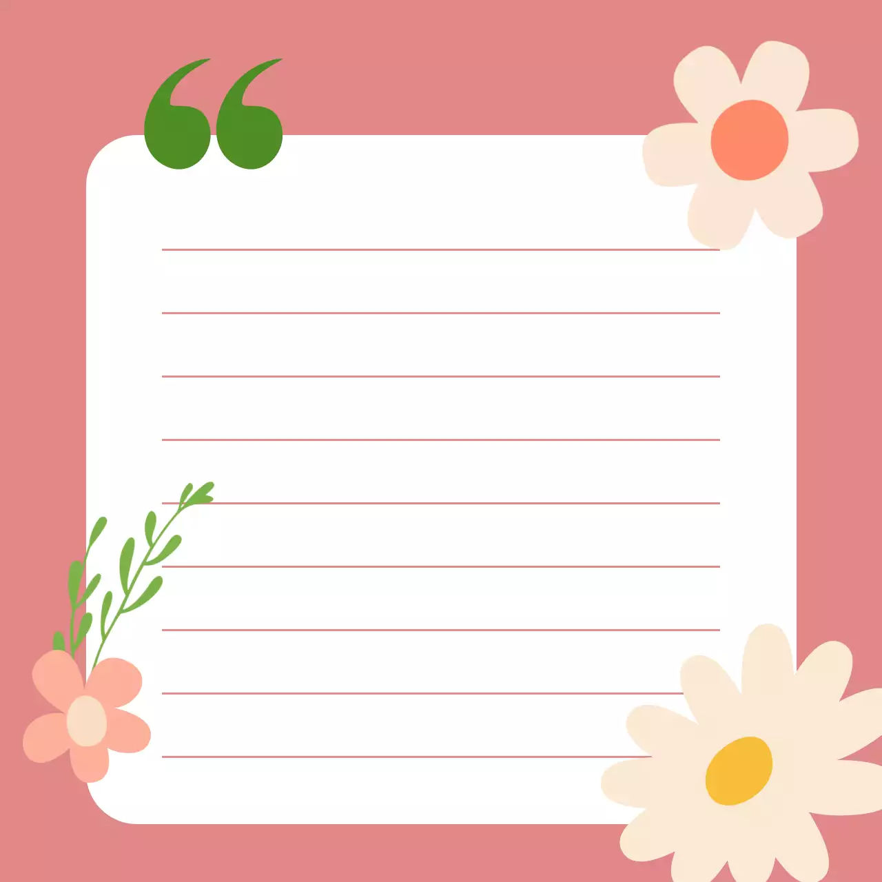 핑크 아기자기한 봄 꽃 쉼표 문구