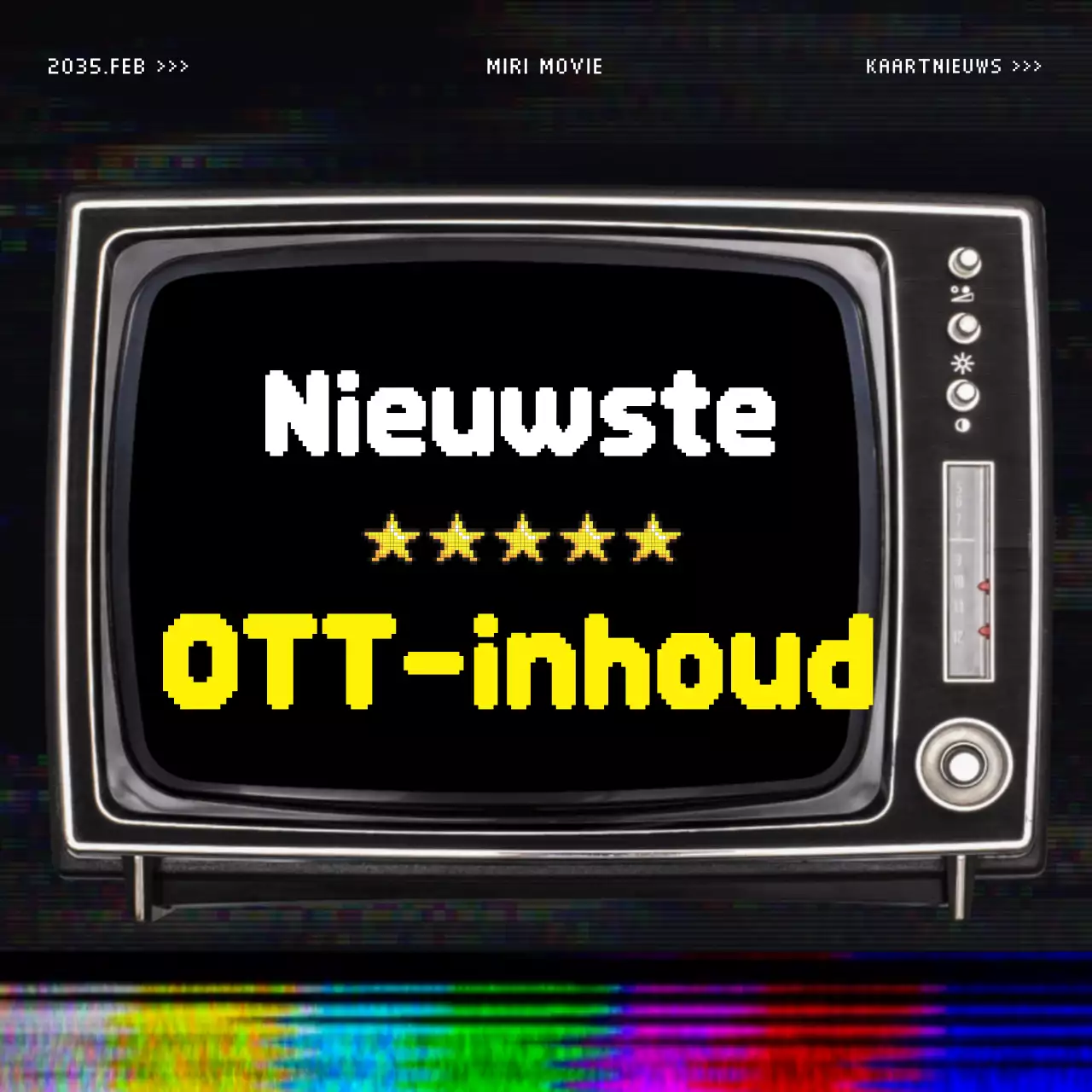 Vintage-geïnspireerde OTT promotiepaal in geel en zwart