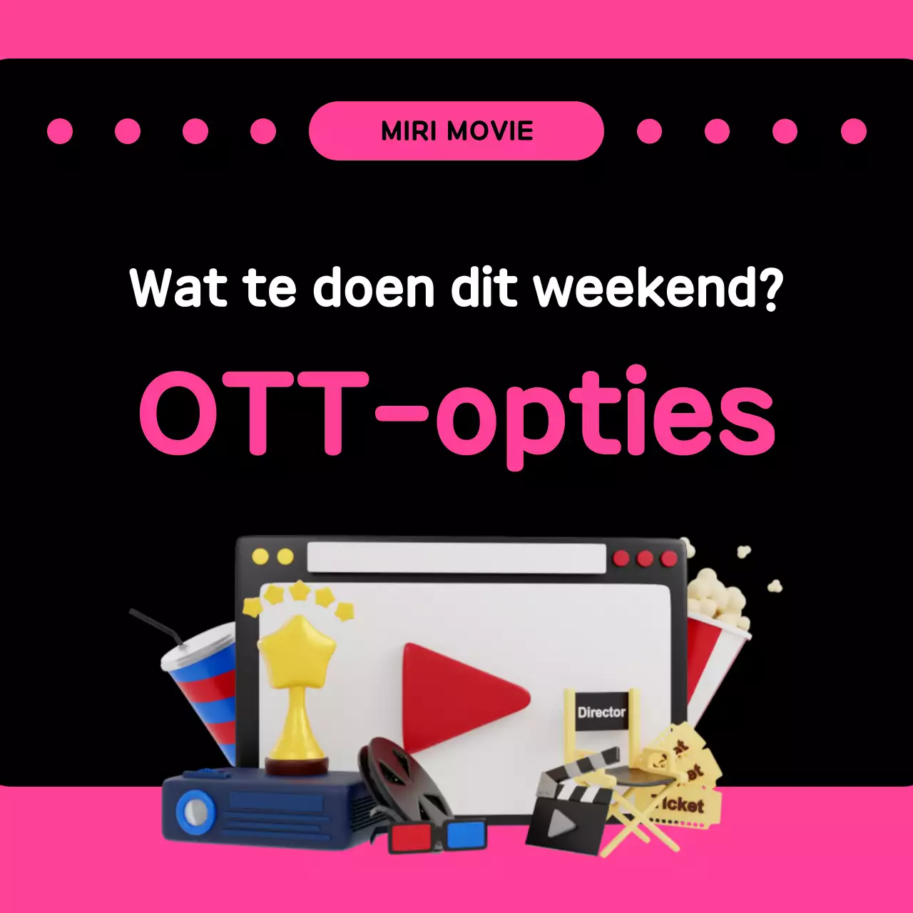 Een schattige OTT promotiepost in roze en zwart