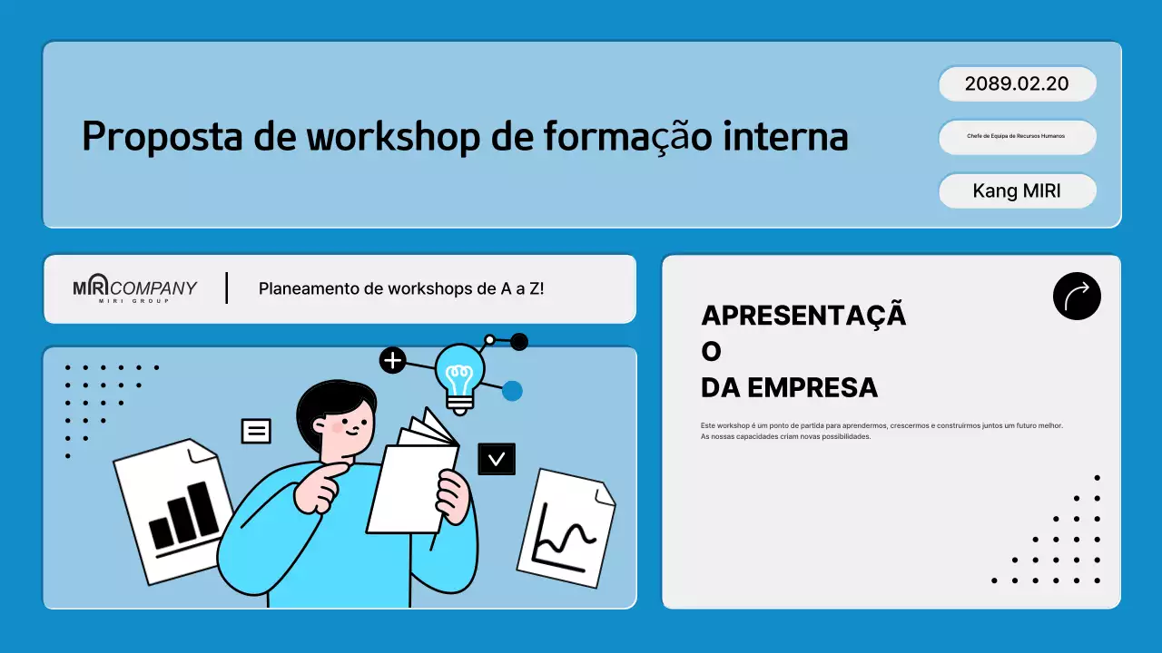 Proposta de uma oficina de formação interna moderna em azul